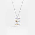 S925 silver letter E pendant necklace with colorful cubic zirconia pavé stones - Platinum E