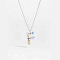 S925 sterling silver letter F pendant necklace with vibrant multi-color zircon stones - Platinum F