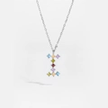 S925 sterling silver necklace with letter I pendant set in multi-color round zircons - Platinum I