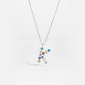 S925 sterling silver necklace with letter K pendant set with colorful cubic zirconia - Platinum K