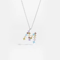 Sterling silver chain with letter M pendant featuring colorful micro-pave zircons - Gold M