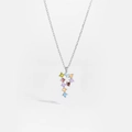 S925 sterling silver necklace featuring letter P pendant with colorful zircon stones - Platinum P