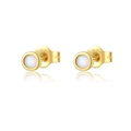 Elegante vergulde S925 zilveren oorbellen met een ronde witte opaal steen - Kastzetting Opaal Stijl / 18k Verguld Opaal