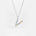 S925 sterling silver V-letter pendant necklace with colorful cubic zirconia crystals - Platinum V