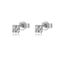 Minimalistische S925 zilveren oorknopjes met ronde heldere zirkonia stenen en studs - Vier-Pootzetting Witte Zirkonia Stijl / Geplatineerd Witte Zirkonia