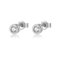 Minimalistische S925 zilveren oorknopjes met ronde witte zirkoon in bezelzetting - Geplatineerd Transparant Wit