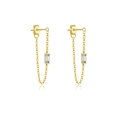 Pendientes de cadena larga de plata S925 dorada con piedra de circón transparente - Plata 925 / Oro de 18K (Circonita Blanca)
