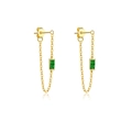 Pendientes de cadena en plata S925 con piedra verde esmeralda y acabado en oro - Plata 925 / Oro de 18K (Circonita Verde)
