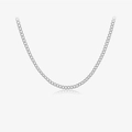 Collier gourmette minimaliste en argent sterling S925 poli au design moderne et épuré - Argent 925 / Platine
