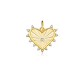Elegant gold S925 sterling silver heart pendant with white enamel sunburst and zircons - Gold-Cream Heart