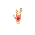 S925 sterling silver gold palm pendant with colorful enamel and a red heart center - Gold-Hamsa Hand