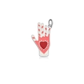 S925 sterling silver Hamsa hand pendant with red heart and striped enamel details - Silver-Hamsa Hand