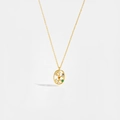 Detailed macro view of gold-plated S925 silver oval pendant with multi-color zircons - Sagittarius
