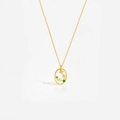Macro detail of gold S925 sterling silver necklace with colorful zodiac crystals - Pisces