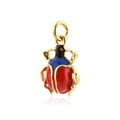 Exquisite S925 silver beetle pendant with vibrant red and blue enamel and gold finish - Beetle Scarab Shape (Red Blue Enamel) / Pendant Without Chain