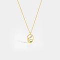 Detail of S925 sterling silver gold necklace featuring a colorful zodiac sign pendant - Aquarius