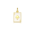 S925 silver Ace of Spades poker card pendant with white enamel and golden plating - Gold Style / 18K Gold
