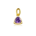 Elegant gold-plated S925 silver pendant with a faceted triangle purple zircon stone - February Amethyst Purple (Birthstone)