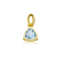 S925 sterling silver necklace with light blue triangular gemstone pendant and gold frame - March Aquamarine Blue (Birthstone)