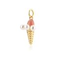 S925 silver ice cream cone charm with white pearls and pink enamel detail - Ice Cream Cone Shape (Pearl Inlaid) / Pendant Without Chain