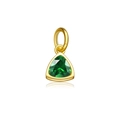 Triangle gold pendant with emerald green zircon stone and elegant double ring bail - May Emerald Green (Birthstone)