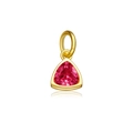 S925 silver necklace pendant with trillion-cut pink gemstone and gold finish - July Ruby Red (Birthstone)