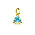 S925 silver sky blue triangle zircon pendant with golden plated bezel and ring hook - December Blue Topaz (Birthstone)