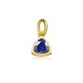 S925 silver necklace with triangle blue sapphire pendant in gold prong setting - September Sapphire Blue (Birthstone)