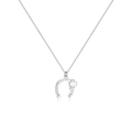 Elegant S925 silver U-shaped horseshoe pendant necklace with a clover and small star details - Silver