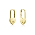 Chic S925 sterling silver heart padlock hoop earrings in a premium golden finish - Pair-Look / 18K Gold