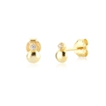 Minimalist S925 sterling silver gold ball stud earrings with cubic zirconia stones - One Pair / 18k Gold Ball with Zircon (Style D)
