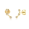 Pendientes minimalistas de plata S925 dorada con tres piedras de circón curvas - Oro 18k Tres Zircones Arco (Estilo E)