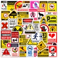 50pcs waterproof PVC safety warning stickers featuring danger and caution universal signs - Warning Slogans Series 2 (T01041566) / 50 Sheets / Colorful