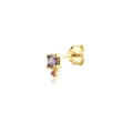 Pendientes de plata S925 bañados en oro con piedras preciosas cuadradas moradas y rosas - Piedra Púrpura Cuadrada (MME535-1)