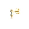 Pendiente de plata S925 bañada en oro con piedra rectangular azul claro y circones claros - Piedra Azul Rectangular Zircón Único (MME537-1)