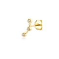 Elegantes pendientes de plata S925 bañados en oro con tres piedras de circón - Tres Zircones Arco Derecha (MME539-2B)