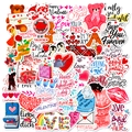 50 adesivi di San Valentino con cuori, orsetti e motivi festivi e romantici - Stile Illustrazione Testo Romantico (T01040496)