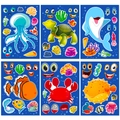 Set di 6 adesivi per bambini fai-da-te con animali marini come tartarughe e delfini - Adesivi Crea Un Volto Animali Marini (T01041653)