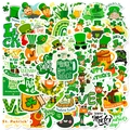 Set di 50 adesivi verdi per San Patrizio con simpatici disegni di leprecauni - Stile Birra San Patrizio(T01041769)