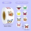 500pcs colorful butterfly stickers roll with 8 patterns for DIY craft sealing - Butterfly Roll Style