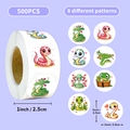 500-count cartoon snake stickers roll featuring 8 cute patterns for gift wrapping - Cartoon Snake Sticker Roll (T01041683) / 500 Pieces/Pack