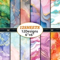 12-pack marble gold foil patterned paper 6x6 inch for DIY scrapbooking and gift wrapping - Marble Gold Foil Style (T01041724)