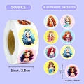 Rol met 500 cartoon prinses stickers met 8 patronen voor kinderbeloningen 2,5 cm groot - Prinses B Stijl