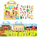 Reusable music themed jelly sticker book with cartoon instruments for kids early education - Concert Style