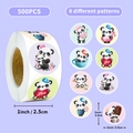 500-count cute panda cartoon stickers roll with 8 adorable designs for scrapbooking - Cute Panda (8 Pattern Loop)