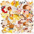 50pcs cute cartoon animal stickers with easy-tear tabs for laptops and water bottles - Brown Animal Small Ears (T01020011-2)