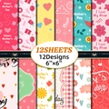 12 sheets of 6x6 inch Mother's Day decorative craft paper with colorful floral patterns - T01041786-mother's Day C12-materials Paper 12 Sheets/pack / 15cm x 15cm