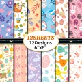 12 sheets of Easter scrapbook paper featuring bunnies and eggs for DIY crafts 6x6 inches - Easter Pattern