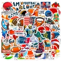 50pcs American football stickers for kids featuring helmets, players, and sport motifs - American Football Series (T01041741)