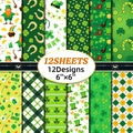 12 sheets of 6x6 inch St. Patrick's Day decorative paper with clover and gnome patterns - Festive Theme 2 (T01041756)